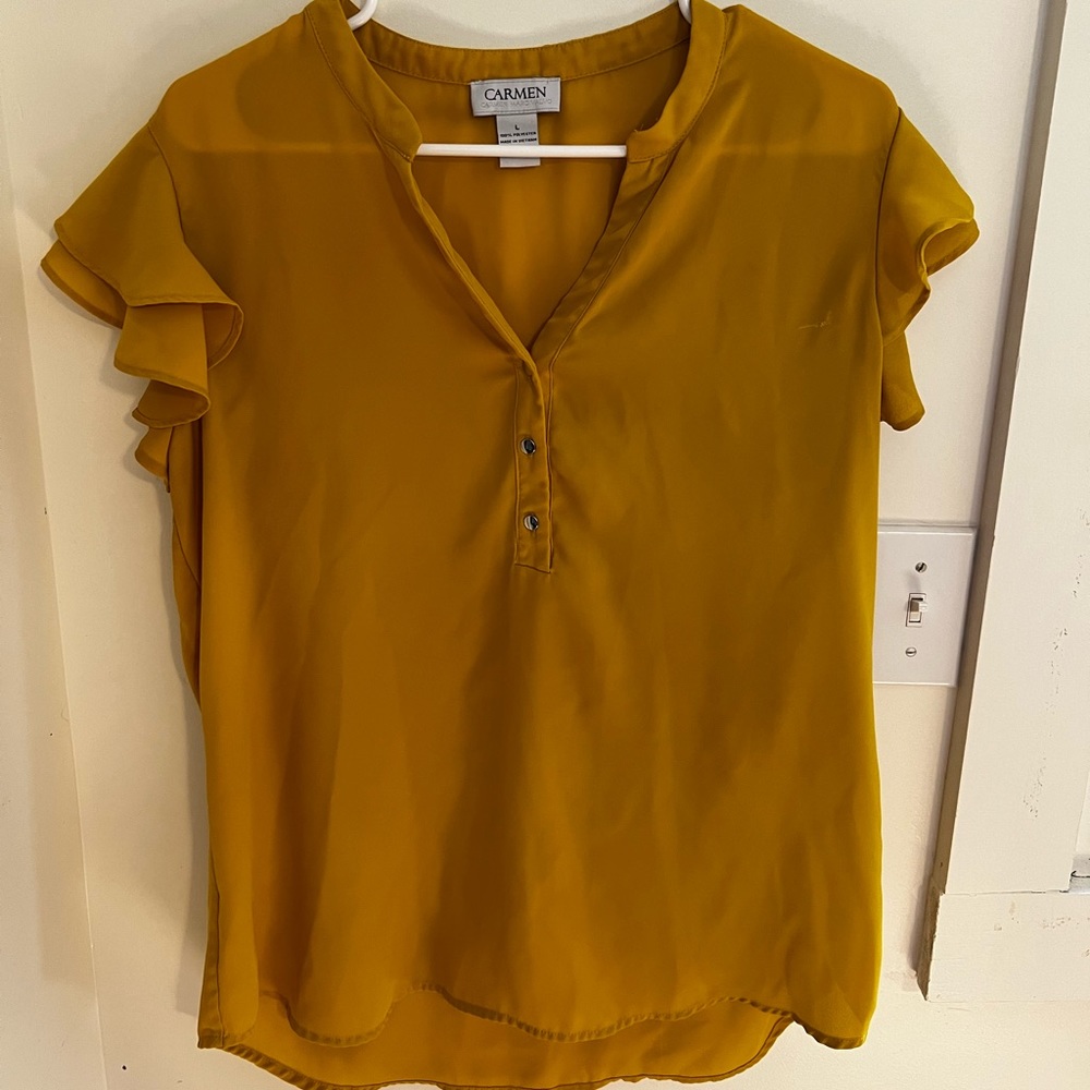 Yellow, ruffle sleeve blouse